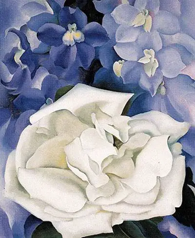 White Rose with Larkspur I Georgia O'Keeffe